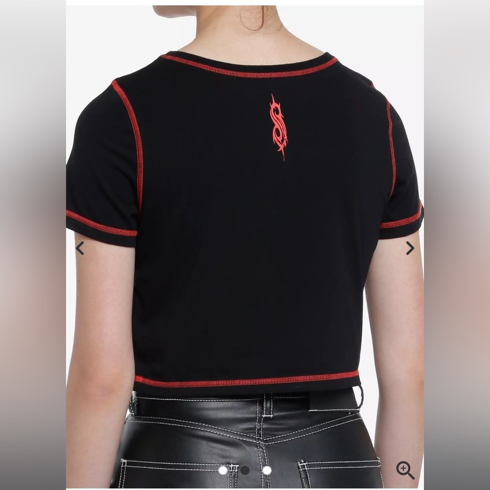 Slipknot Black Crop Top with Red Trim - Picture 2 of 4